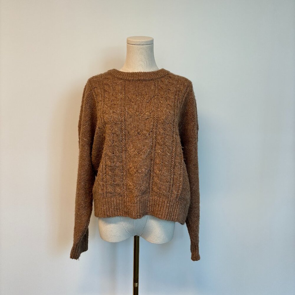 Old Navy Brown Cable Knit Crewneck Sweater